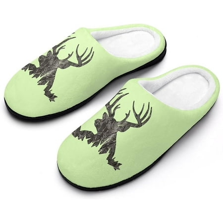 

Deer Hunting Camouflage Women s Cotton Slippers Funny Printed Non Skid Rubber Soles