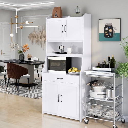 Kitchen Buffet with Hutch, 71.3” Tall Freestanding Kitchen