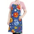 thumbnail image 5 of Pioneer Flower Floral Print Pattern Apron-Garden Aprons for Women with Pockets-Cotton Linen Waterproof Kitchen Cooking Gardening Aprons Adjustable for Kitchen,Cooking,BBQ and Salon 33x27 Inch, 5 of 7