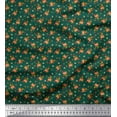 thumbnail image 1 of Soimoi Silk Fabric Leaves, & Rose Floral Printed Fabric 1 Yard 42 Inch Wide, 1 of 1