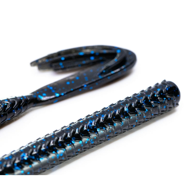 Leurre Souple Googan Baits Blazin Worm 6 Pouces – Noir/Bleu – Lot De 8 – Pour Bar Et Eau Douce