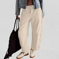 thumbnail image 4 of LLYwey Hiking Leggings Women Deals Clearance Ladies Casual Solid Color Pocket High Waist Straight Leg Pants Casual Pants New Winter Pants Khaki M, 4 of 7