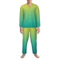 thumbnail image 3 of Sikiie Teal To Yellow Gradient Mens Pajama Set, Soft Warm Long Sleeve Sleepwear, Cozy Button-Down Pjs for Men-XX-Large, 3 of 7
