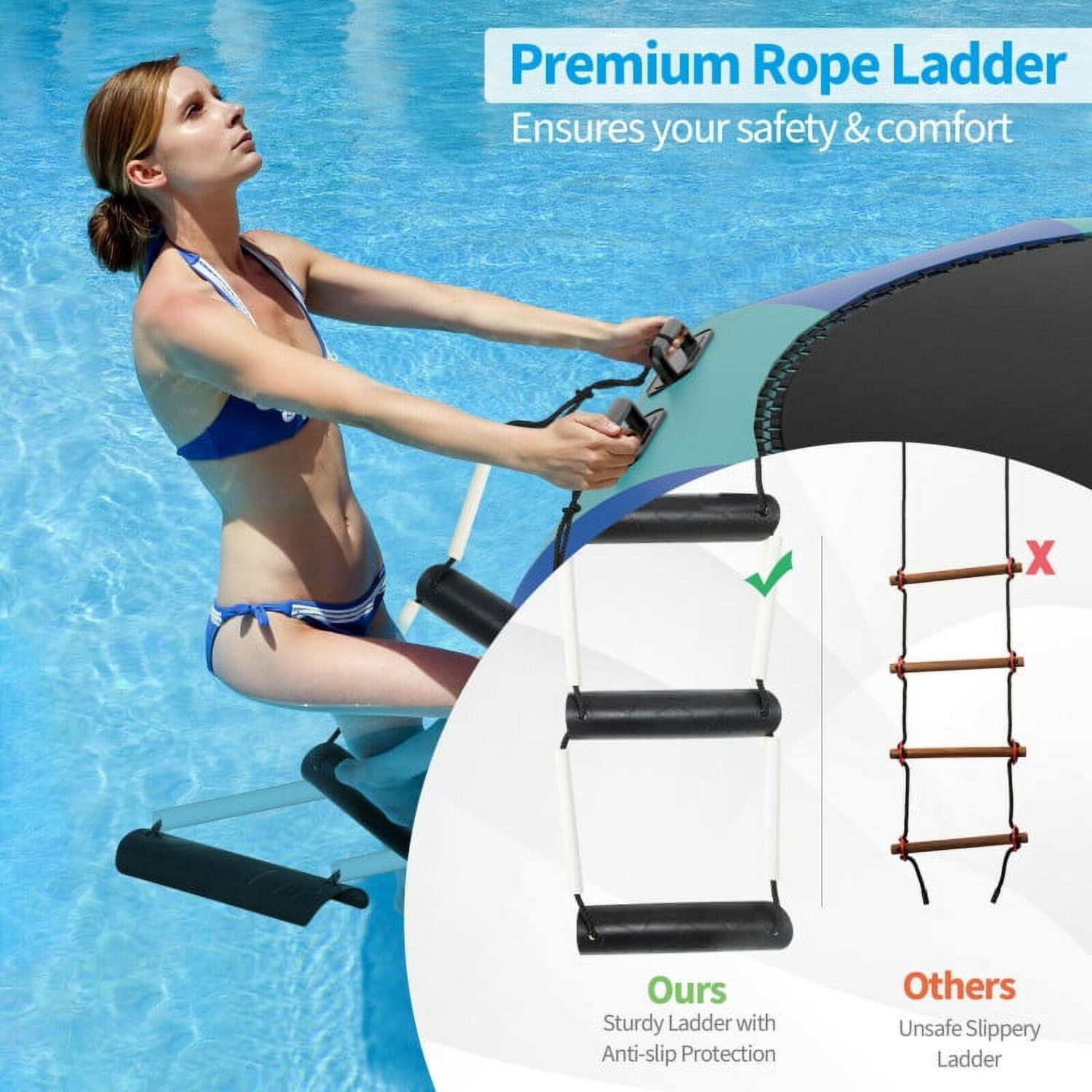 Aimee Lii 12 Feet Inflatable Splash Padded Water Bouncer Trampoline, Outdoor Kids Trampoline, Blue Aimee Lii 12 Feet Inflatable Splash Padded Water Bouncer Trampoline, Outdoor Kids Trampoline, Blue