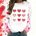 thumbnail image 2 of ClodeEU Women's Valentine's Day Love Heart Print Long Sleeve Round Neck Tops,Casual Trendy Loose T-Shirts Watermelon Red,Womens Plus XL, 2 of 7