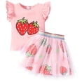 thumbnail image 3 of Sytepopcy Girls Tulle Summer Outfits Strawberry Skirt Sets Tutu Skirt 2-7 Years, 3 of 7