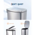 thumbnail image 4 of Slim Stainless Steel Trash Can 13 Gallon – Removable Inner Bucket – Soft-Close Step Pedal Lid – Narrow Indoor Garbage Bin for Kitchen, Bathroom, Office – Fingerprint Resistant – Silver Color, 4 of 8