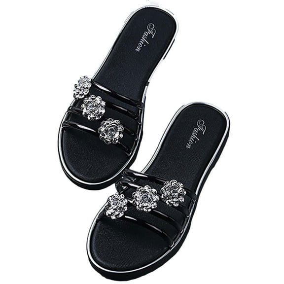 GERsome Women's Flower Flat Sandals Slip on Open Toe Sandals Slide Sandals for Women