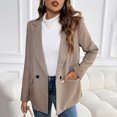 thumbnail image 2 of Wutalume Women's Loose Casual Lapel Loose Long Sleeved Pocket Coat, Fashionable Houndstooth Pattern, Warm and Comfortable, Perfect for Everyday Wear and Office Outings,Khaki M, 2 of 5