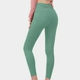 thumbnail image 5 of MIUOWANP Women's High Waist Yoga Pants Solid Color Seamless Design Closing the Waist and Lifting the Buttocks Fitness Training Tight Trousers Size S(4)Green, 5 of 5