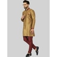 thumbnail image 4 of eloria Men's Trendy Indian Traditional Gold-Toned & Maroon Silk Blend Solid Sherwani With churidar, 4 of 8