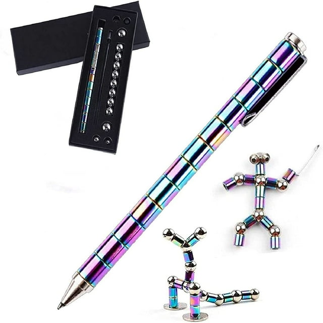 Pluma magnética, pluma de acción magnética, pluma de metal para aliviar el estrés, bolígrafos magnéticos de escritura multifuncional, juguetes creativos para aliviar el estrés de oficina pluma d