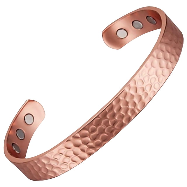 Pulsera magnética de cobre BubbleWavs 1Pza 15-17cm 8mm Cobre Texturizado Color: Cobre.