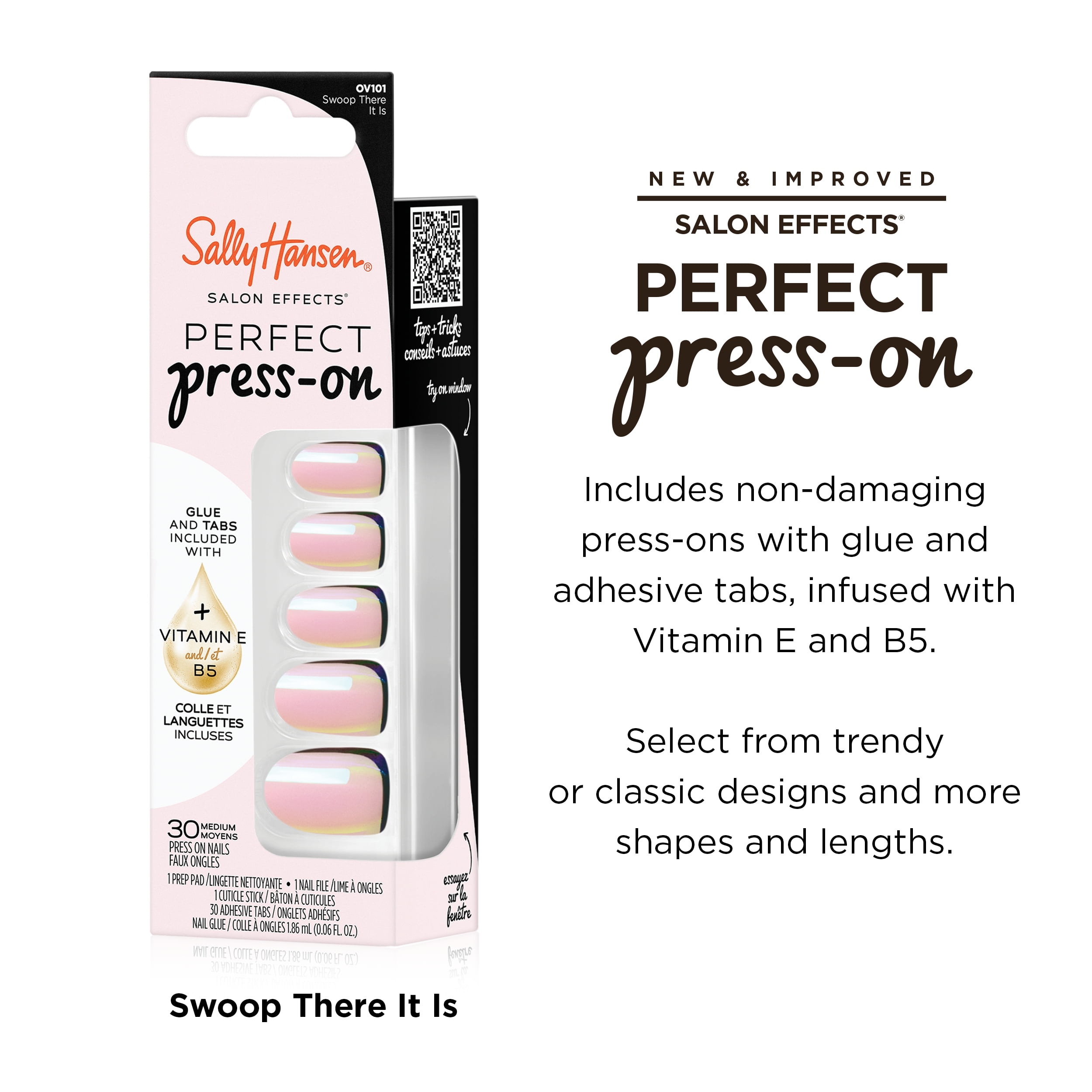 Sally Hansen Salon Effects Perfect Press-On Nails, Swoop There It Is, Non-Damaging, Easy to Apply