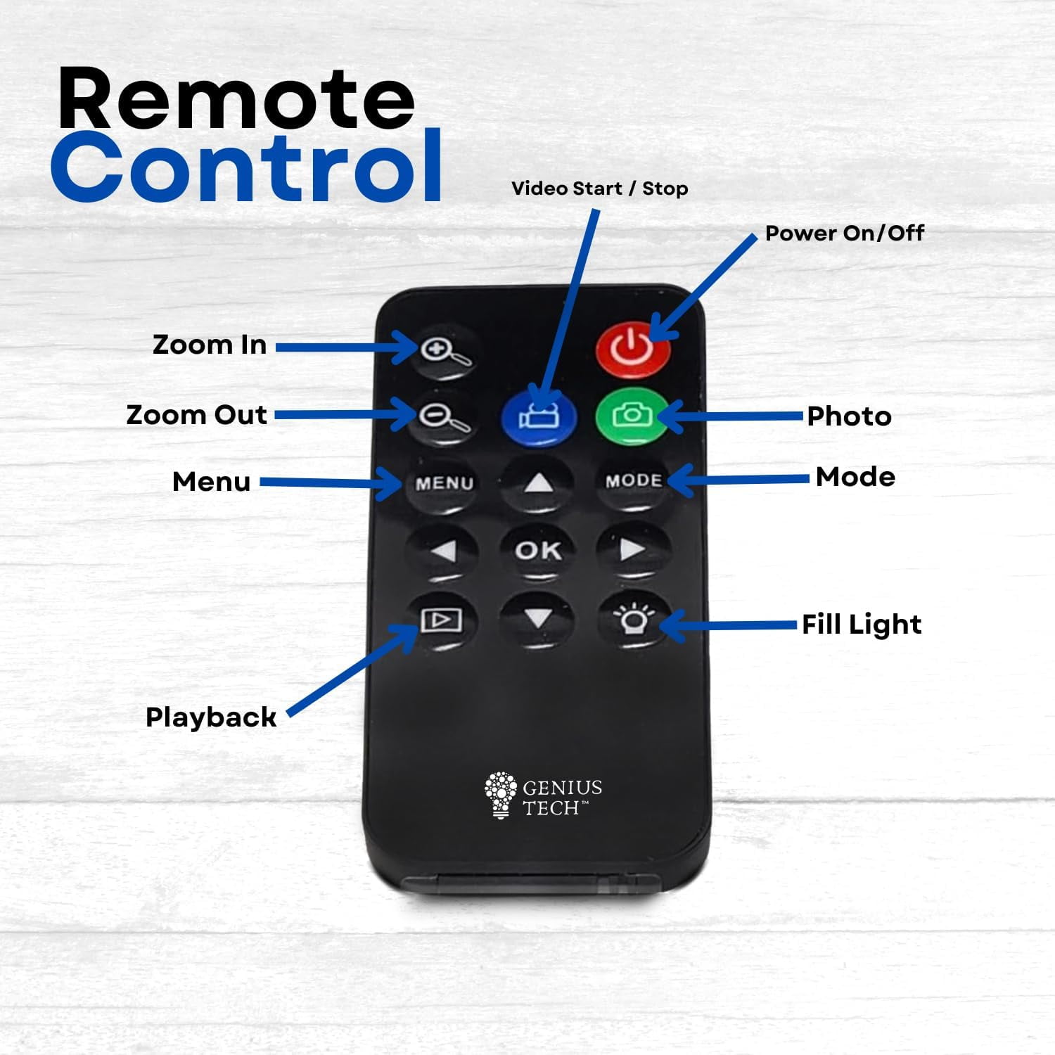 GeniusTech Digital Video Camera 42MP with 64GB SD Card, Remote, Case & USB Cable – Black