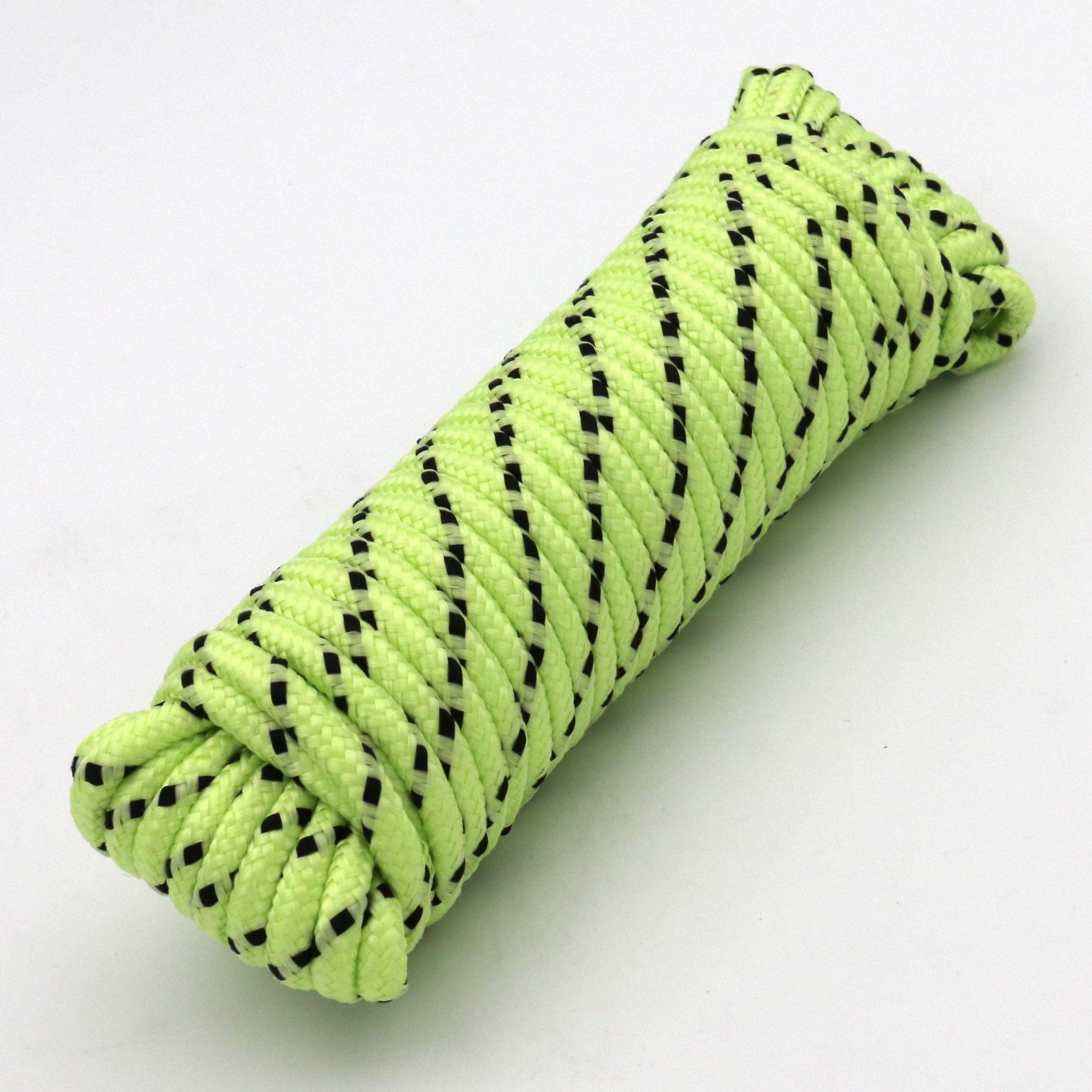 (3 pack) Hyper Tough 1/4 inch Glow-in-Dark Polypropylene Diamond-Braid Rope, 50 feet, Green