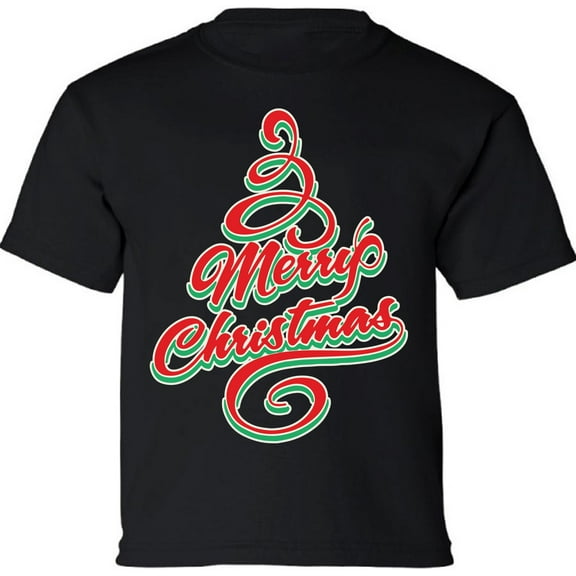 Merry Christmas Tree T-shirt for Boy Girl Shirt Kids - XS S M L XL Xmas Graphic Tee - T-Shirt Christmas Youth Shirt Holiday Xmas Top Gifts