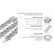 Cuban Link Chain 18k SilverTone Plated Simulated Diamond CZ Pave Prong New Straight Edge Chain |Choker | Necklace | Iced Out Hip Hop Bling