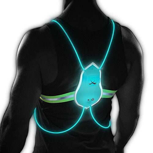 Reflective Running Vest,with Running Lights Rechargeable,Non-Slip Off Multicolored LED Fiber Optics Light Pipe Adjustable Reflective Running Gear Women Men Kid for Jogging&Biking&Running 