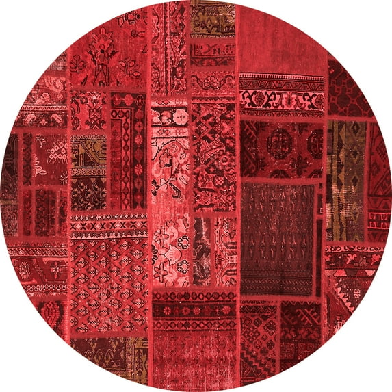 Ahgly Company Indoor Round Oriental Red Modern Area Rugs, 8' Round