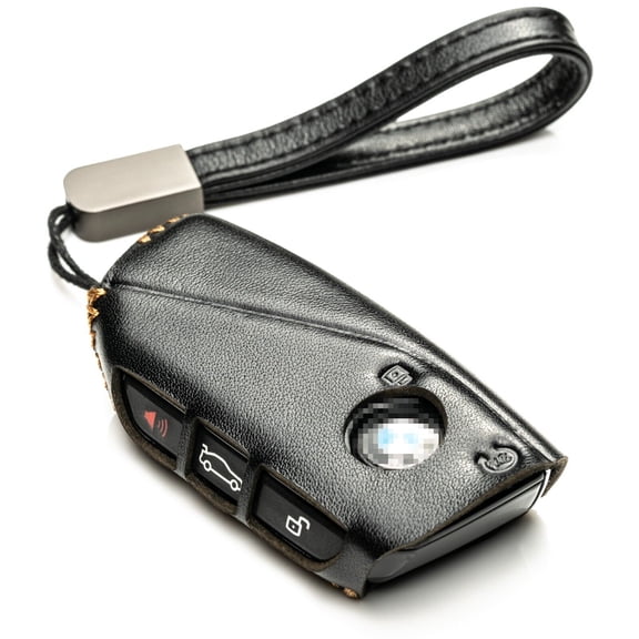 Vitodeco Genuine Leather Key Fob Case Compatible with BMW X5 2024, BMW X6 2024, BMW X7, BMW X1, BMW 3 Series, BMW 7 Series, BMW iX, BMW i4, BMW i7 2023-up (4-Button, Black)