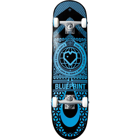 Blueprint Home Heart Soft Top Complete Skateboard 7.5 Black/Blue