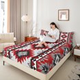 thumbnail image 4 of Manfei Boho Hippie Aztec Queen Sheet Sets, Retro Geometric Abstract Flat Sheet, Tribal Western Style Queen Fitted Sheet, Ultra Soft Home Decor, 4 Pieces, 4 of 7