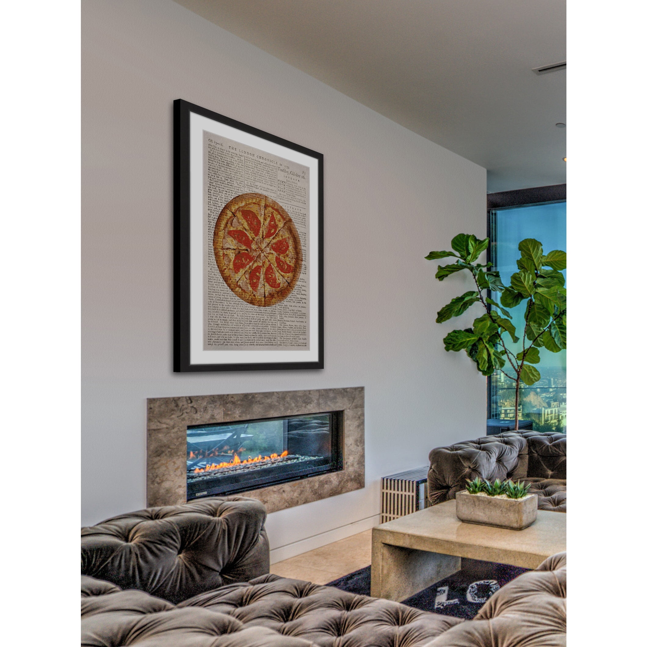 "Salami Pizza" Framed Painting Print