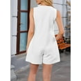 thumbnail image 4 of Women'S Summer Casual Rompers Lace-Up Short Loose Linen Jumpsuit Beach Outfits Travel Vacation Clothes White XXL, 4 of 8