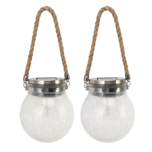 2 uds bola de cristal Solar impermeable LED automática giratoria linterna agrietada luz para césped terraza al aire libre