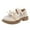 Beige, variant on Girls Mary Jane Shoes Mesh Lace Trim Bow Heart Buckle Kids Flats Non Slip Round Toe School Uniform Party Shoe
