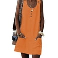 thumbnail image 4 of Frontwalk Women Sundress Crew Neck Dresses Button Tank Dress Ladies Simple Solid Color Orange M, 4 of 5