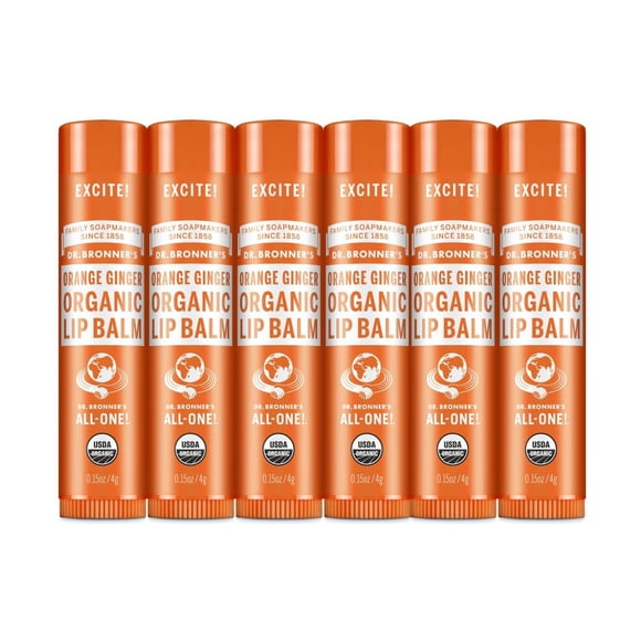 Bálsamo Labial Orgánico Dr. Bronner's Naranja Jengibre Hidratante y Restaurador (6 Pack)