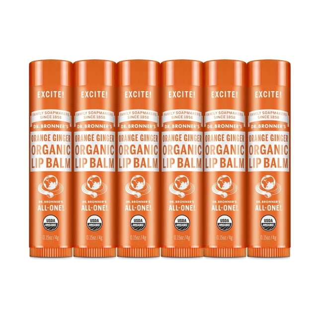 Bálsamo Labial Orgánico Dr. Bronner's Naranja Jengibre Hidratante y Restaurador (6 Pack)