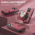 thumbnail image 2 of Wallet Case for iPhone 16 Pro Max, Retro PU Leather Shockproof Phone Case Magnetic Snap Back Cover Detachable with Card Holder Pocket Wallet Stand for iPhone 16 Pro Max, Red, 2 of 8