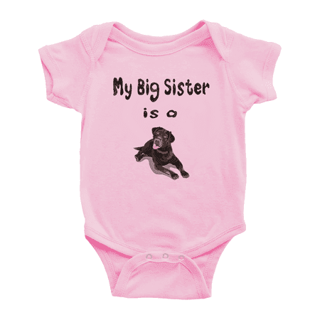 

My Big Sister Is A Labrador Retriever Dog Funny Baby Bodysuits Short Sleeve