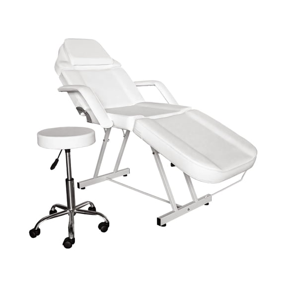 Silla Cama Para Faciales Color Blanco Con Banco LENIVE CAME-2BC