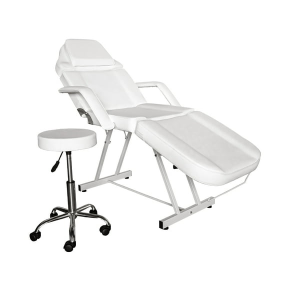 Silla Cama Para Faciales Color Blanco Con Banco LENIVE CAME-2BC