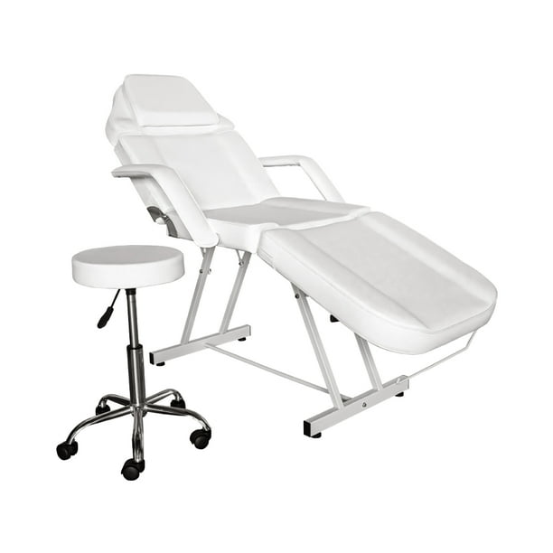 Silla Cama Para Faciales Color Blanco Con Banco LENIVE CAME-2BC