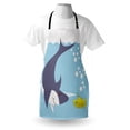 thumbnail image 3 of Yellow Submarine Apron Shark with Vessel in Ocean Bubbles Under Sea Theme Animals Cartoon, Unisex Kitchen Bib Apron with Adjustable Neck for Cooking Baking Gardening, Blue Gray Yellow, by Ambesonne, 3 of 3