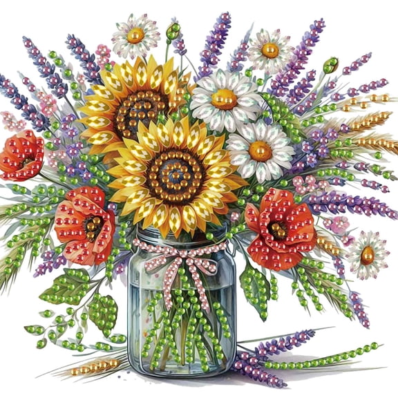 Diamond Painting Kit, Sunflower Vase Special Shape Creative Diamond Craft, for Home Decor and Gifts 6.69 x 6.69 in