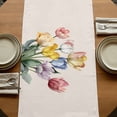 thumbnail image 5 of Table Runners 72 Inches Long Dress Scarves, Colorful Tulips Floral Farmhouse Kitchen/Dining Table Runner, Coffee Tablerunners, Modern Art Watercolor Pastoral 16x72 Inch, 5 of 9
