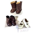 thumbnail image 1 of THE QUEEN'S TREASURES Accesorio de ropa para zapatos y botas de muñeca de 18 pulgadas, incluye 1 par de zapatos de vestir blancos, 2 pares de botas, diseñado para muñecas American Girl de 18 pulgadas, 1 of 5