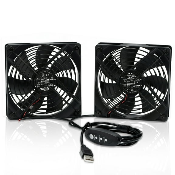 SXDOOL Dual 120mm DC 5V USB Computer Cooling Fan with Speed Controller, Ventilator Fan Compatible for Router Receiver DVR Playstation Xbox Desk Computer Cabinet Silent Quiet Cooler