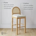 thumbnail image 3 of Nathan James Bailey 29 in. Boucle Bar Stool with Back, Upholstered Kitchen Stool with Natural Rattan Woven Back and Solid Wood Legs, Oak Finish, 3 of 6