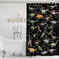 thumbnail image 3 of Black Dinosaur Shower Curtain, Waterproof Shower Curtains for Bathroom, Vintage Letters Farm Animals Washable Fabric Bathtub Curtain Set Bath Decor with 12 Hooks 48"x72", 3 of 8