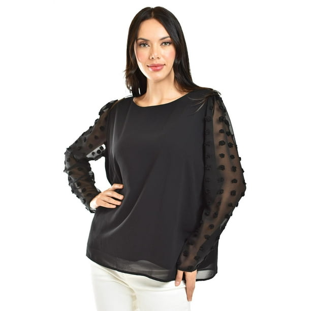 Blusa de mangas con relieve Roman Fashion Juvenil 5107 Negro