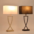 thumbnail image 2 of 21'' Gold Bedside Lamps Set Of 2, White Rectangular Linen Shades, Luxury Wrought Iron Geometric Base, Antique Table Lamps For Night Stands With Moody & Cozy Accent Lighting, E26 Socket, 2 of 12