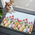 thumbnail image 4 of Easter Bathroom Rug Washable 2x3 Entryway Rug Non Slip Spring Bunny Colorful Eggs Tulip Flowers Blue Check Front Door Mat Low Pile Indoor Doormat Throw Floor Carpet for Kitchen Bedroom Entrance, 4 of 8