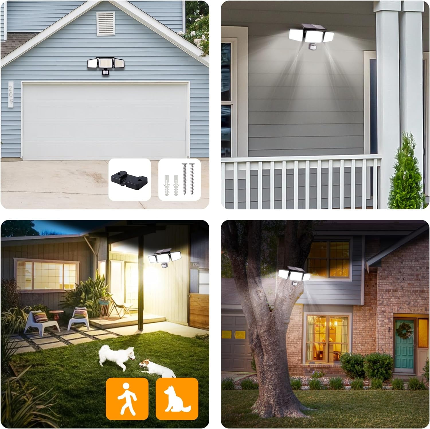 UME 2 Pack Solar Flood Light, 302 LED 3000LM Motion Detectors Light, 3 Modes for Patio Garage Yard, IP65 Waterproof